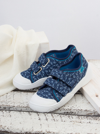 Befado Children's Boy's shoes with Velcro Speedy Navy Blue Cars