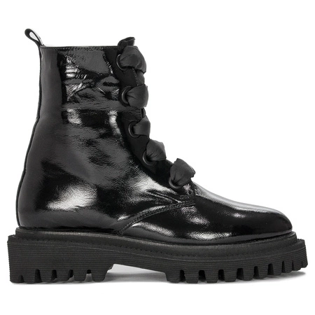 Botki Venezia Black skórzane lakierowane Czarne