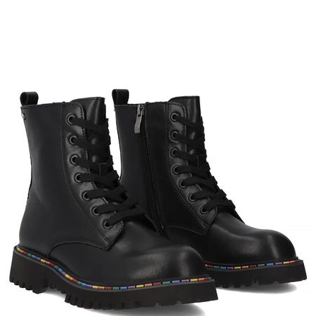 Filippo Women's Insulated Leather Ankle Boots with Rainbow Welt Black DBT7428-26-BK