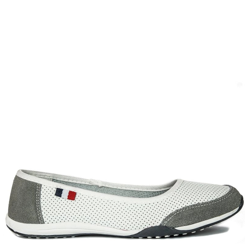 Filippo Baleriny damskie ażurowe White Grey Biało - Szare