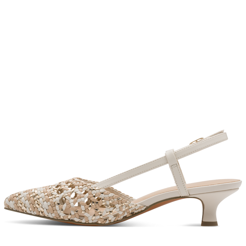 Marco Tozzi Woven Slingback Pointed Toe Pumps Gold Beige 2-29502-44402CRCO