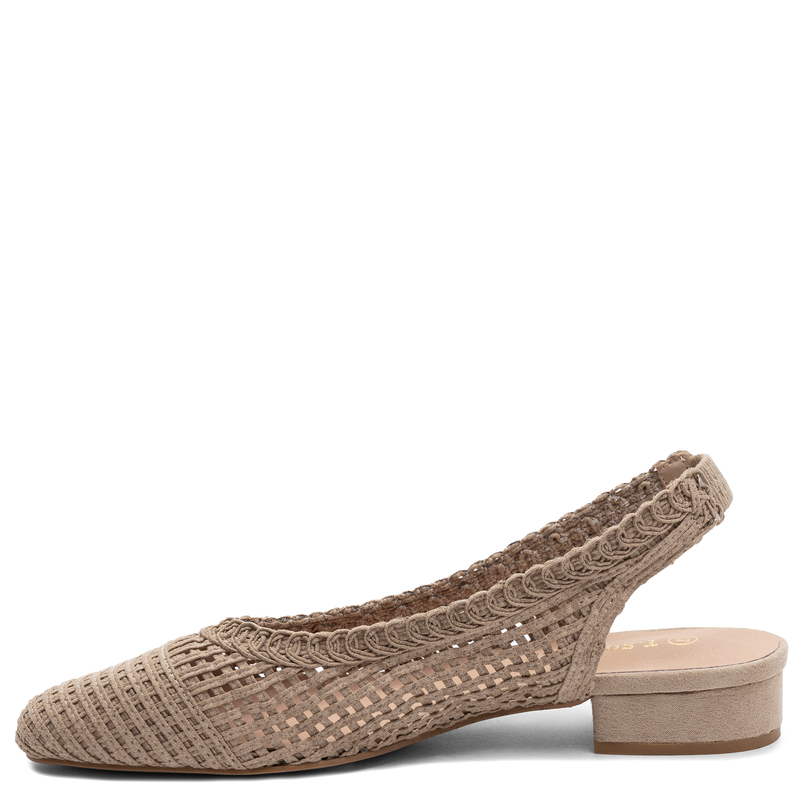 Sokolski Półbuty Ażurowe z Odkrytą Piętą Beżowe SR-L26-147-BEIGE