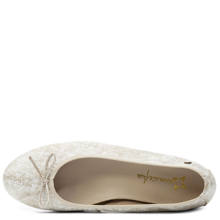 Maciejka Leather Pearl Ballet Flats Almond Toe White-Gold P6800-26/00-0