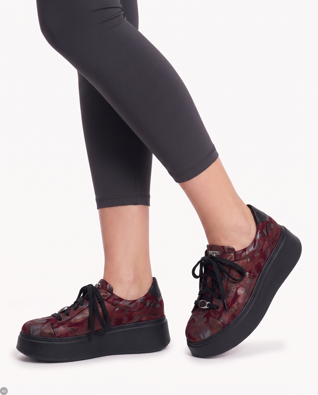 Maciejka Leather Women's Platform Sneakers Burgundy Low Shoes 6191W-14/00-8