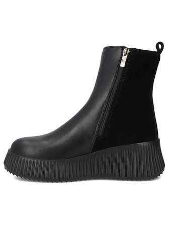 Filippo Leather Insulated Ankle Boots On Platform Black DBT7268-25-BK