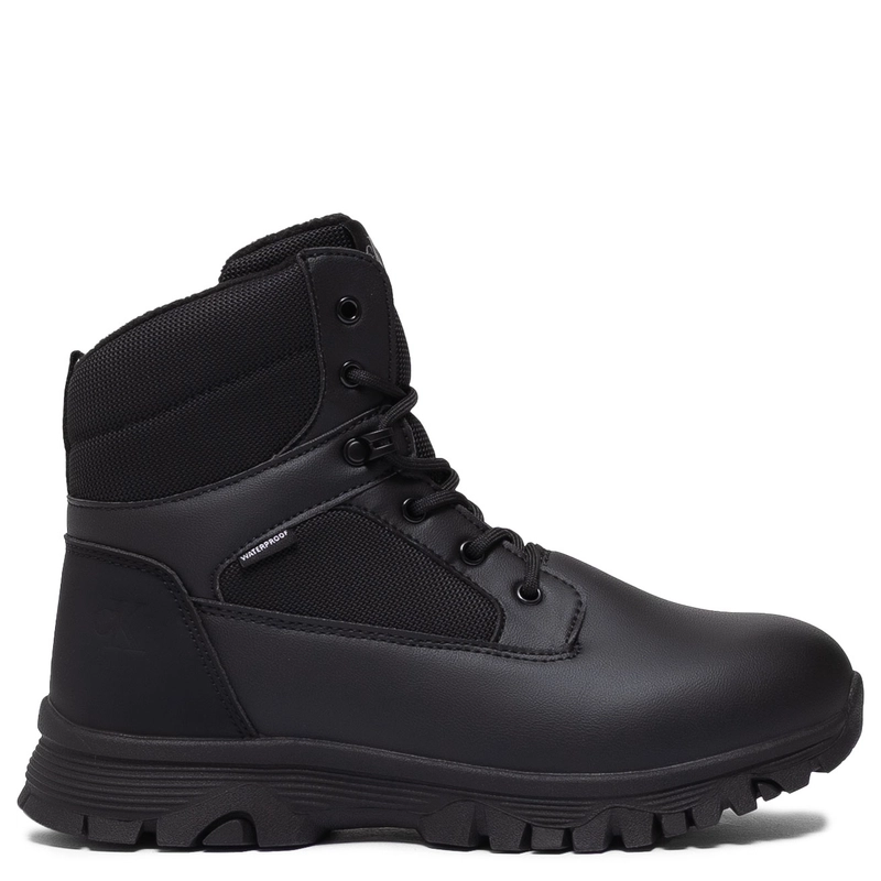 Calvin Klein Jeans Waterproof Lace-Up Boots Side-Zip Black V3X5-83190-BLACK