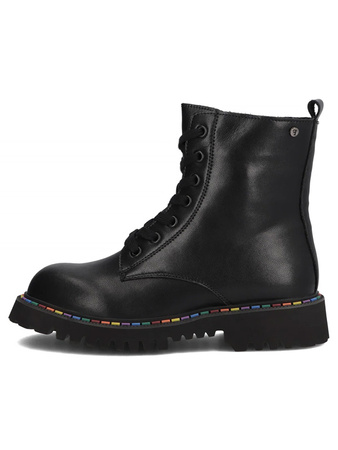 Filippo Leather Lace-Up Ankle Boots With Rainbow Piping Black DBT7428-25-BK