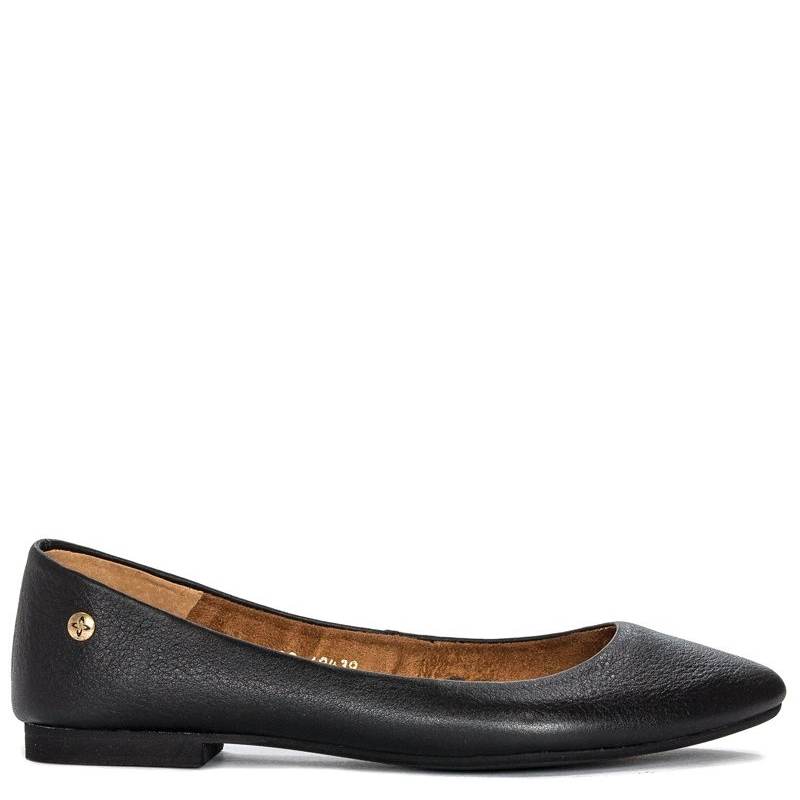 Maciejka Leather Ballerina Flats Almond Toe Black 04100-01/00-8