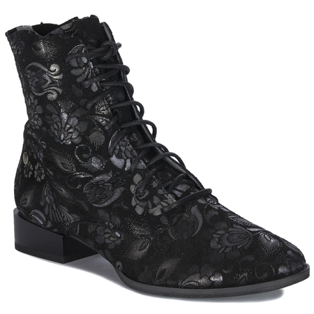 Maciejka Fashionable Leather Boots Floral Pattern Black 06391-01/00-1