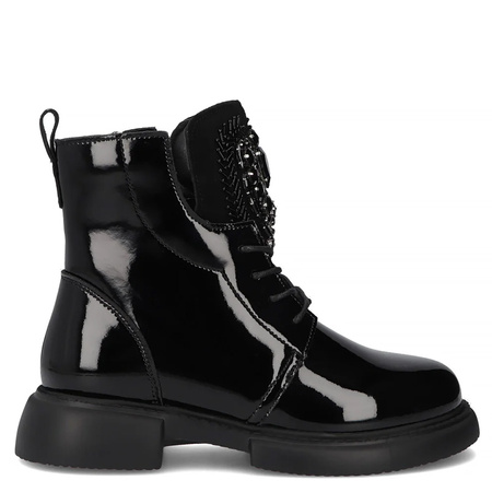 Filippo Women's Patent Leather Ankle Boots, Black