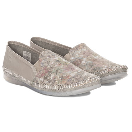 Maciejka Leather Floral Loafers Slip-On Shoes Beige T3512-73/00-0