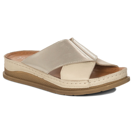 Maciejka Beige + Gold Women's Slides