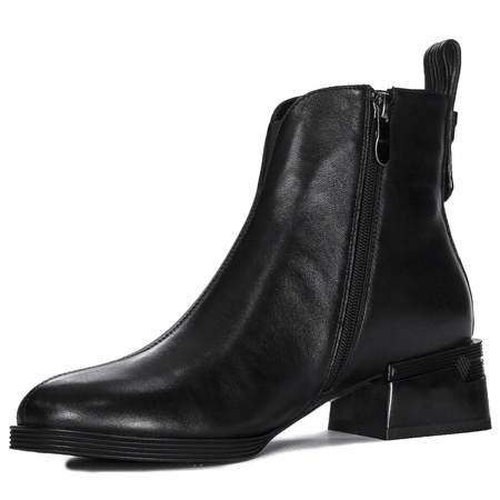 Maciejka Leather Low-Block-Heel Ankle Boots Black N3118-01/00-8