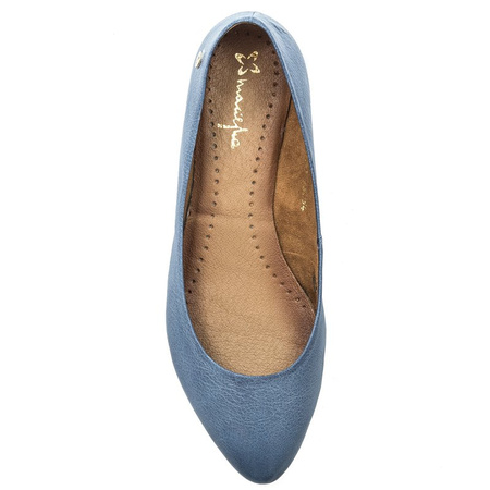 Maciejka Leather Almond-Toe Ballet Flats Navy-Jeans 04100-17/00-8