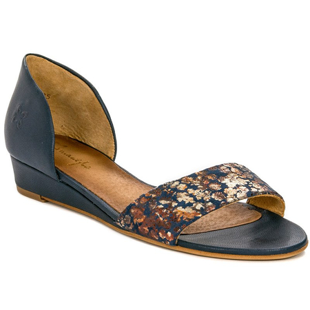 Maciejka Leather Closed-Heel Sandals On Wedge Navy-Multicolour 01971-50/00-5