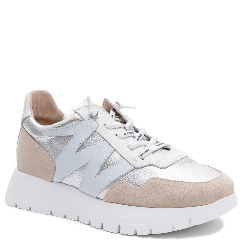 Wonders Skórzane Sneakersy na Platformie Wielokolorowe A-24101-BEIGE