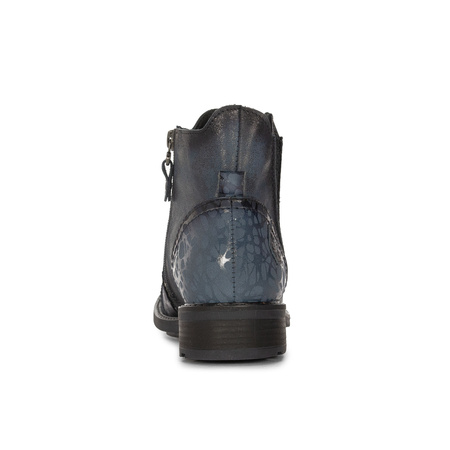 Maciejka Floral Leather Ankle Boots Flat Heel Navy 07006-06/00-8