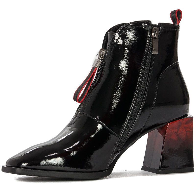 S.Barski Women's boots ankle boots black lacquered