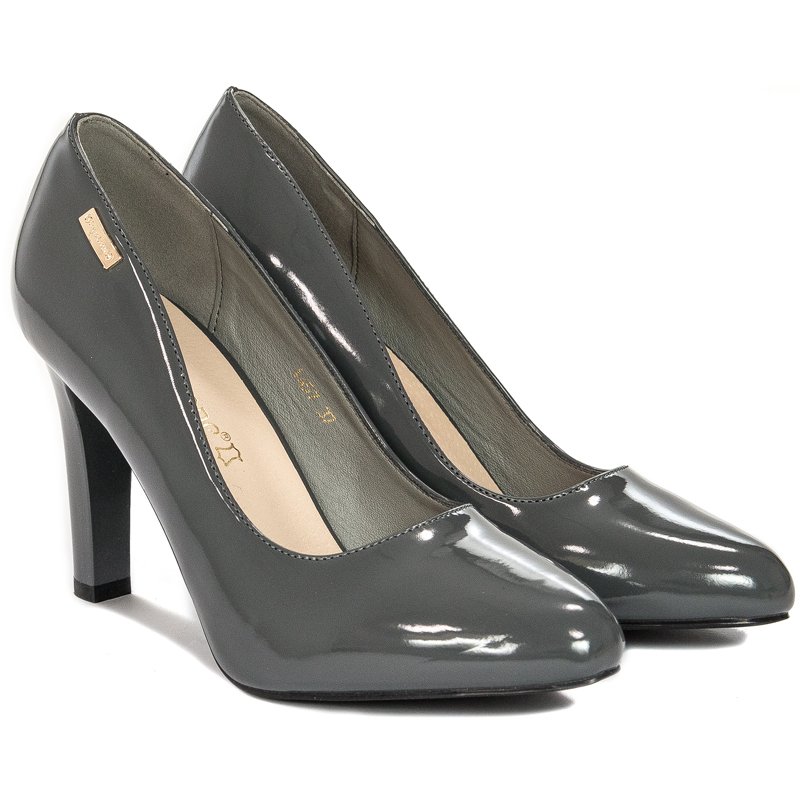 Sergio Leone 1457 Ciemny Szary Lakier Grey Pumps