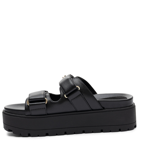 Guess Platform Slide Sandals With Gold Logo Women’s Black FLJFAX-ELE03-BK
