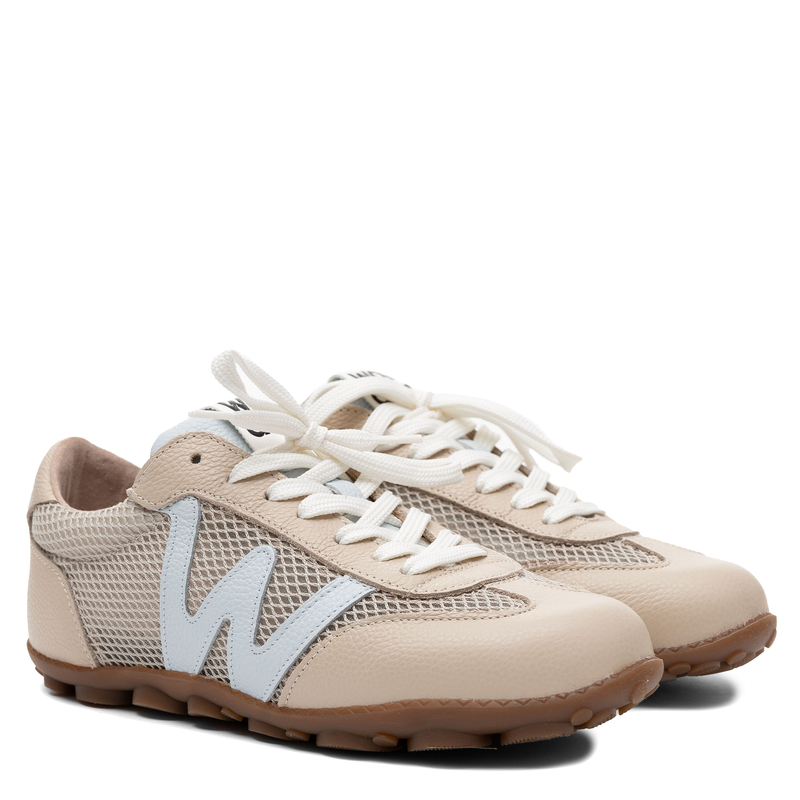 Wonders Sneakersy Skórzane Oddychające Damskie na Płaskiej Podeszwie Beżowe AP-2101-BEIG-AURA