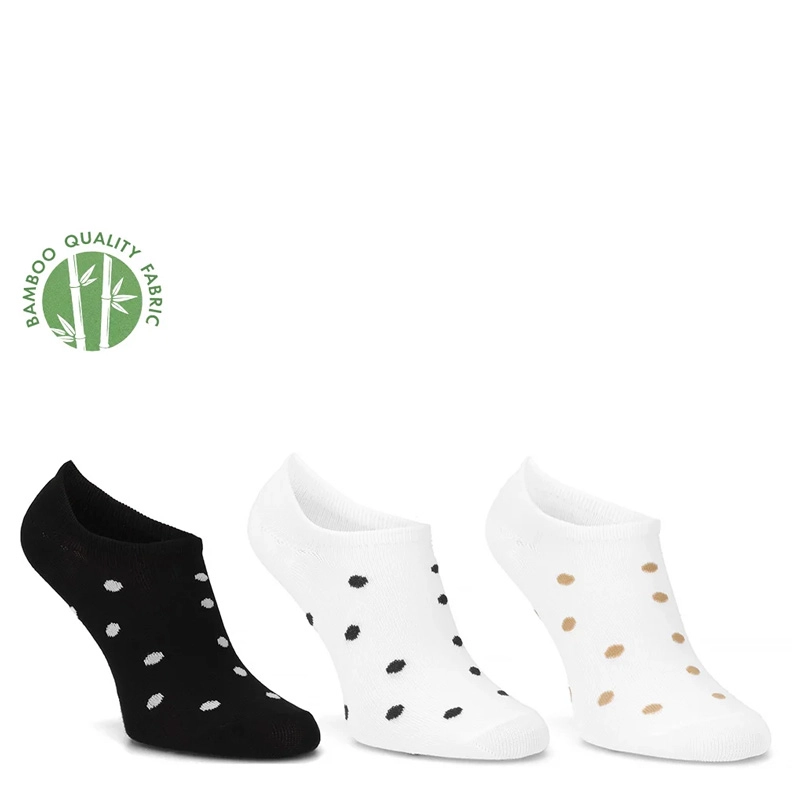 Filippo Bamboo Dots 3-Pack Low-Cut Socks White Black SD-SO17-LT-BK