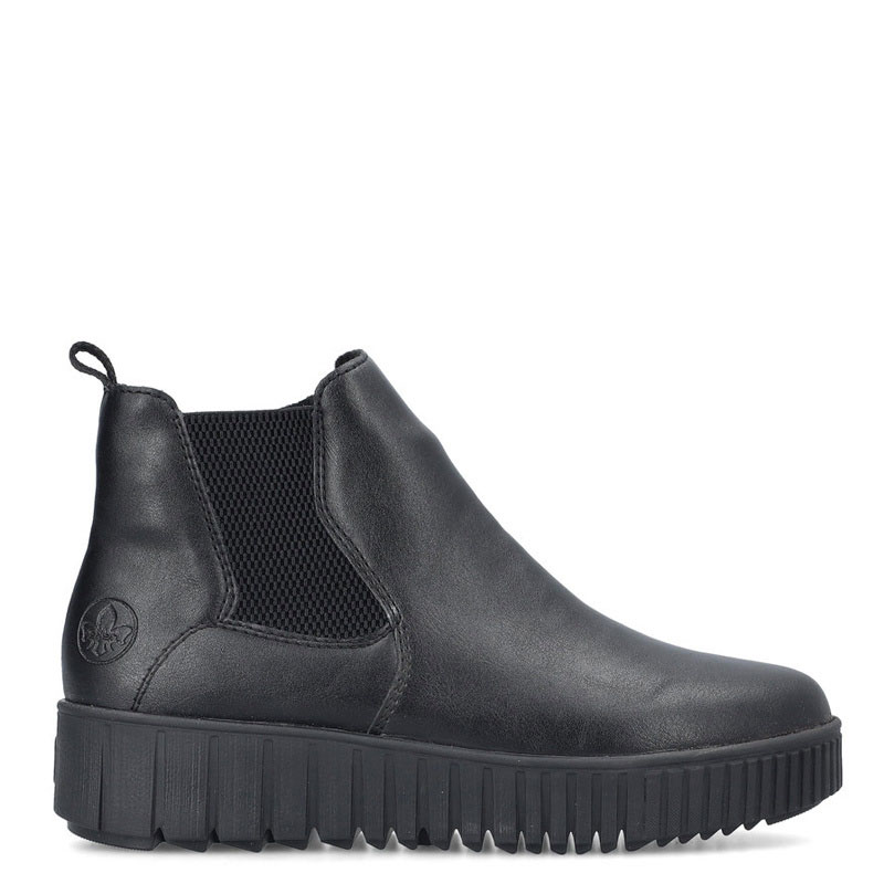 Rieker Botki Na Platformie Damskie Z Zamkiem Czarne Y6151-00-BLACK