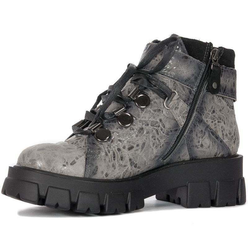 Maciejka Grey Lace-Up Boots
