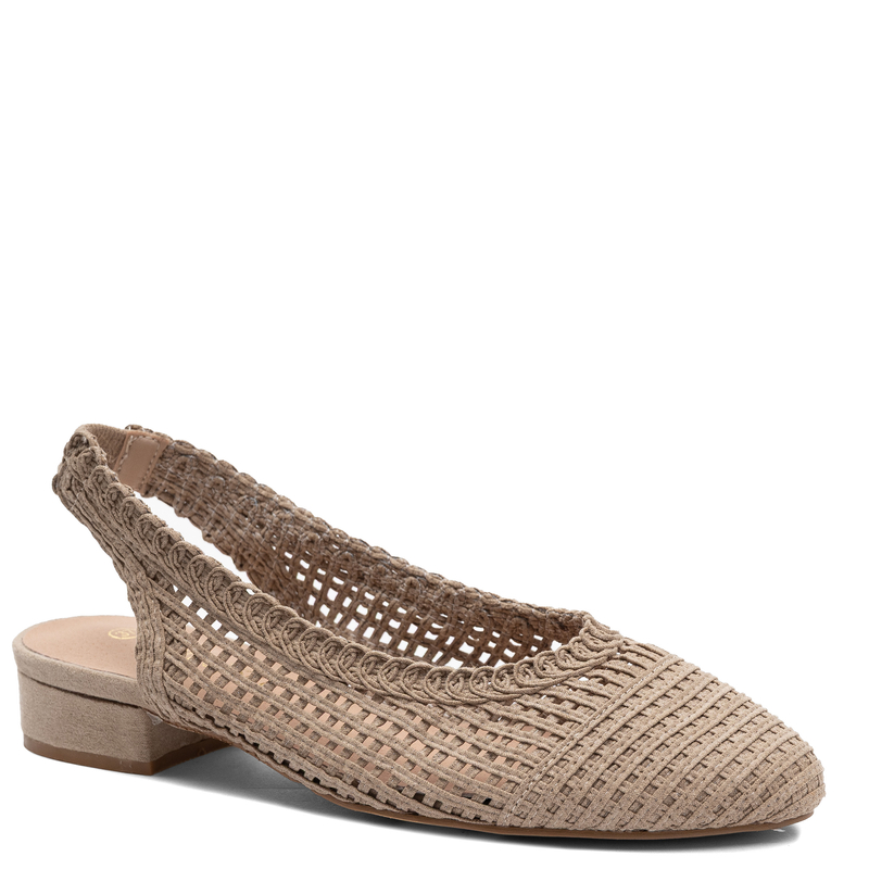 Sokolski Ajouré Slingback Pointed-Toe Flats Beige SR-L26-147-BEIGE