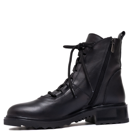 Boccato Women's Leather Lace-Up Ankle Boots Insulated Black 342-60-R014