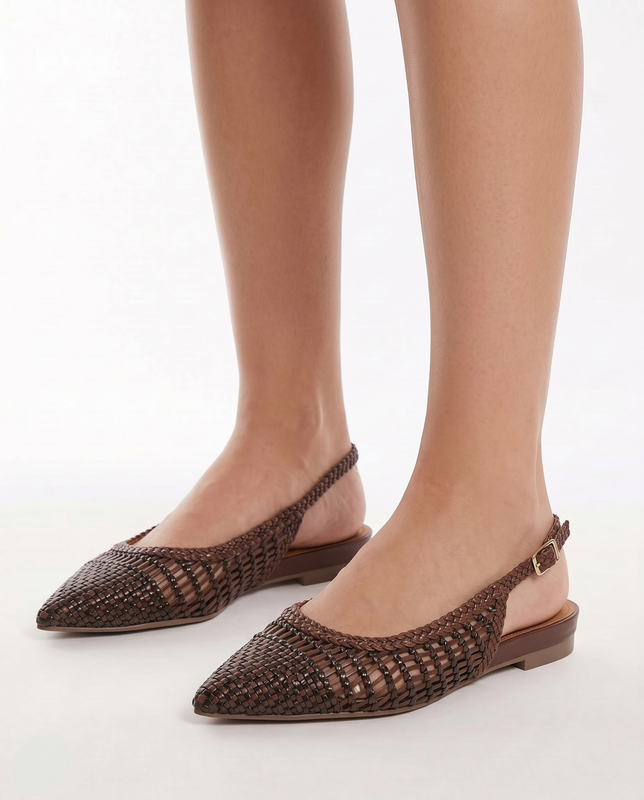 Bruno Premi Woven Slingback Pointed Toe Flats Brown BN0111XBPRI2IBZCU