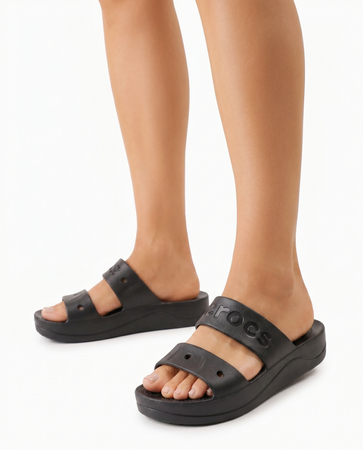 Crocs Classic Klapki Damskie Na Platformie Czarne 208188-001