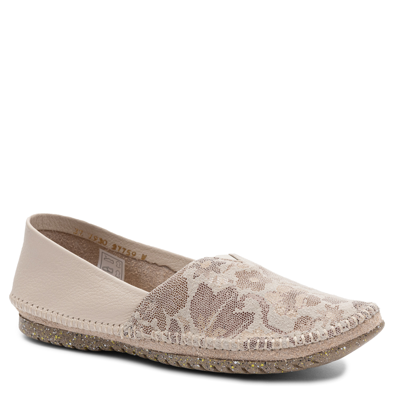 Maciejka Women's Leather Loafers Floral Pattern Beige 1930W-58/00-0
