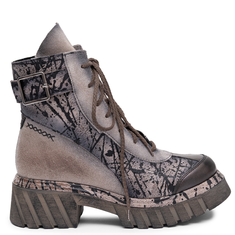 Maciejka Leather Patterned Platform Ankle Boots Brown 07625-02/00-8
