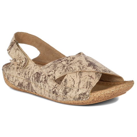 Maciejka Women's Leather Sandals Beige + Copper