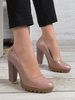 Maciejka Leather Pumps Platform Block Heel Pink Nude 02629-28/00-1