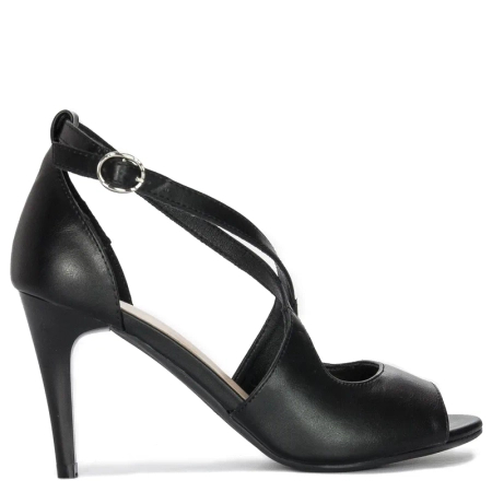 Sergio Leone women's sandals on a high heel Black PU
