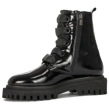 Botki Venezia Black skórzane lakierowane Czarne