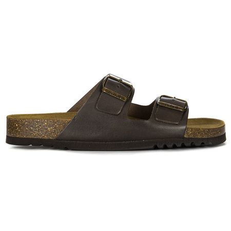 Scholl Men's leather Julien Coffee brown flip-flops