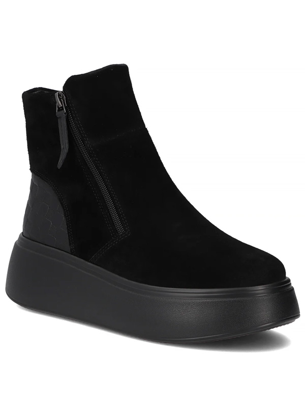 Filippo Leather Suede Platform Ankle Boots Insulated Black DBT7300-25-BK