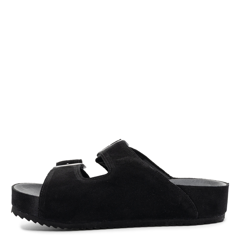 Verbenas Elena Women's Suede Slides On Platform Black ELENA-SERRAJE-NEG