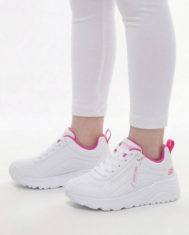Skechers Uno Lite Sneakersy Z Suwakiem Biało-Różowe 310387L-WHPK