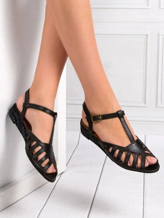 Maciejka Sandały Damskie Czarne