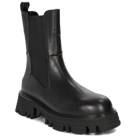 CAFENOIR Women's leather ankle boots Nero black