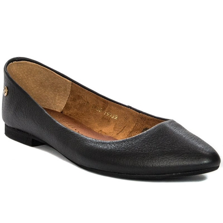 Maciejka Leather Ballerina Flats Almond Toe Black 04100-01/00-8