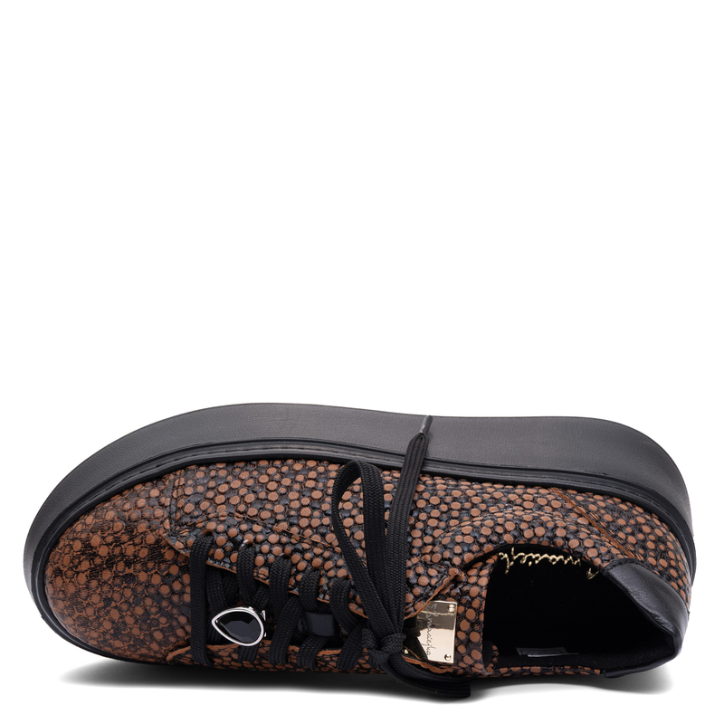 Maciejka Skórzane Sneakersy Damskie Na Platformie Brązowe W Kropki 6191W-16/00-8
