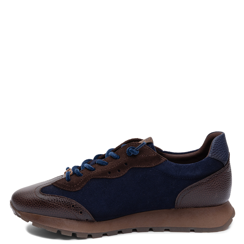 Hispanitas Skórzane Półbuty Sneakersy Damskie Sznurowane Granatowo-Brązowe CHI265106-ESP
