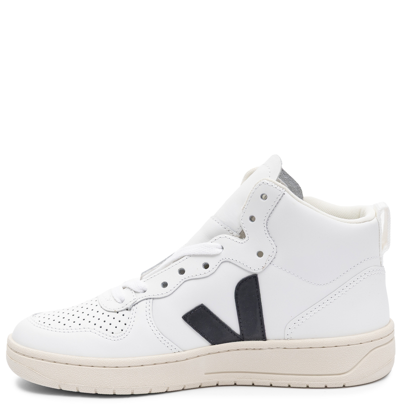 Veja Sneakersy damskie skórzane wysokie White Black białe