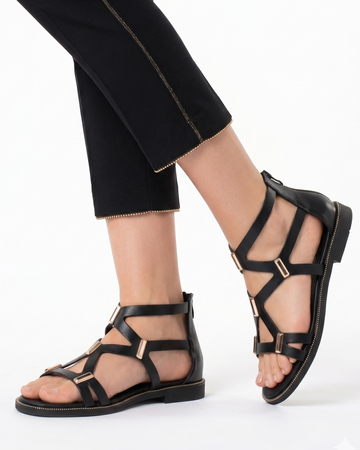 Filippo Stylowe Sandały Gladiatorki z Metalowymi Ozdobami Czarne DS6912-26-BK