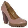 Maciejka Leather Pumps Platform Block Heel Pink Nude 02629-28/00-1